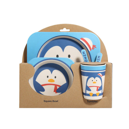 Bamboo Fiber Children's Penguin Tableware Set - 5pc set