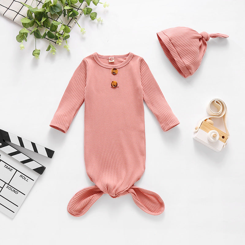 Pink Sleeping Gown with Beanie Hat