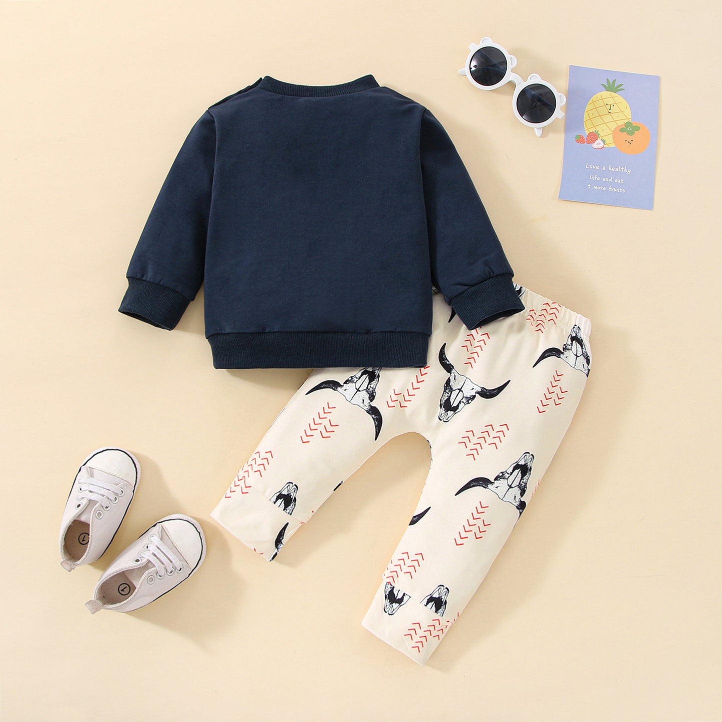 "Mama's Little Man" Sweatshirt with Ivory Bull Pants - 2pc outfit