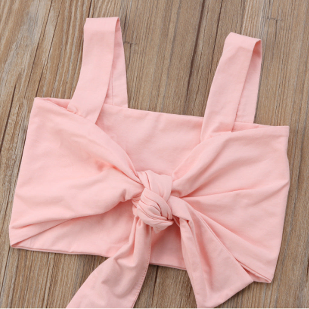 Girl's Pink Top & Flared Trousers -2pc set