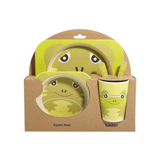 Bamboo Fiber Children's Frog Tableware Set - 5pc set