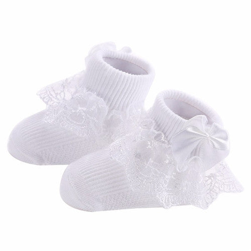 White Bow & Lace Baby Socks