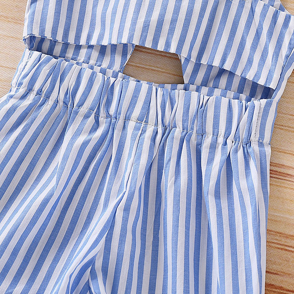 Girl's Blue Stripe Overalls