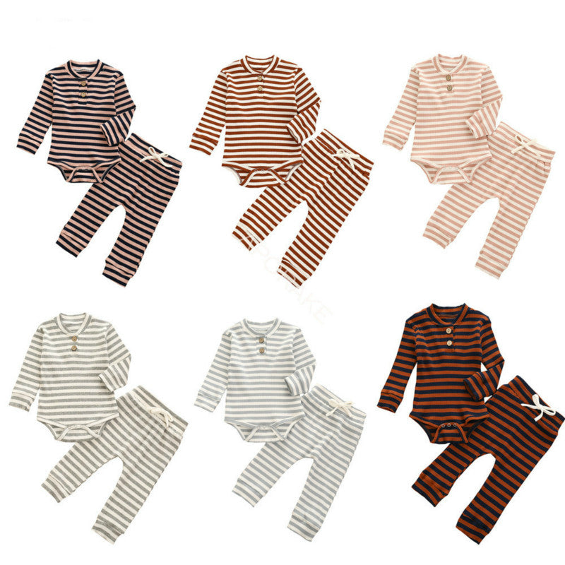 Long Sleeve Stripe Top & Pants - 2pc set
