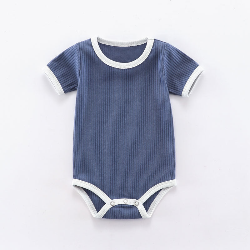 Ivory Lined Ribbed Solid Color Baby Onesie - different colors available