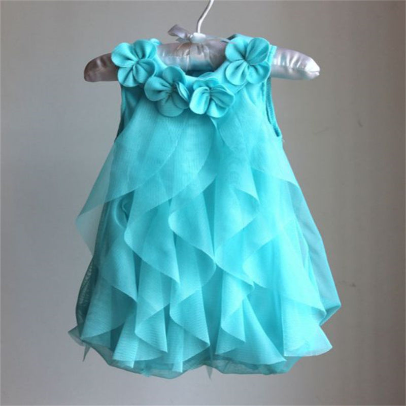 Girls' Blue Chiffon Party Dress