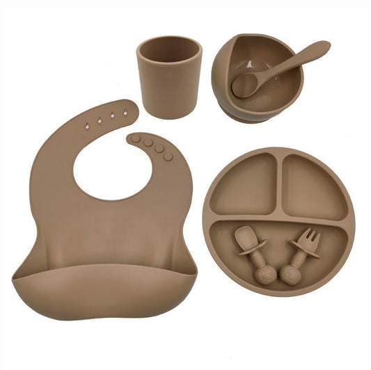 Brown Silicone Dining Set - 7pc set