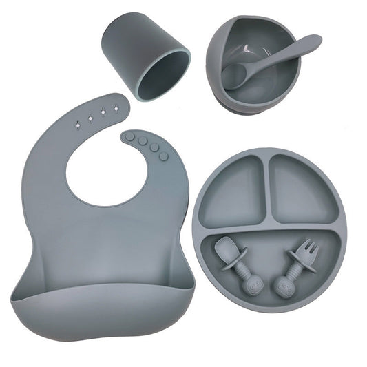 Grey Blue Silicone Dining Set - 7pc set