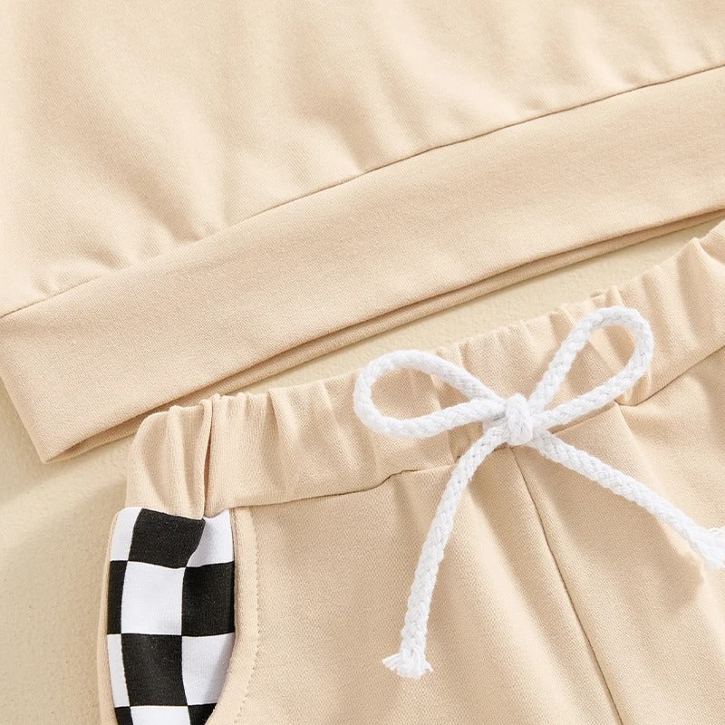 Boy's Checkered Hood Short Sleeve Shirt &  Shorts set