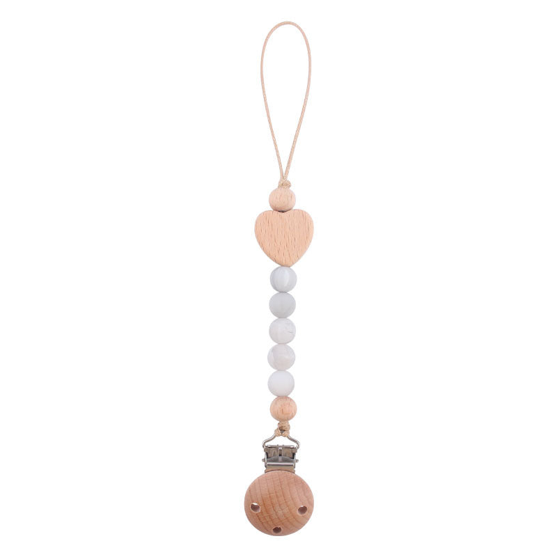 Baby Teething Beads & Beech Wood Pacifier Clip - many colors available