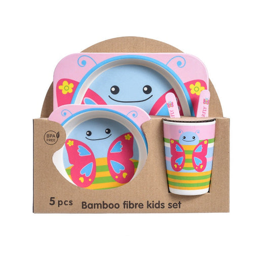 Bamboo Fiber Children's Butterfly Tableware Set - 5pc set