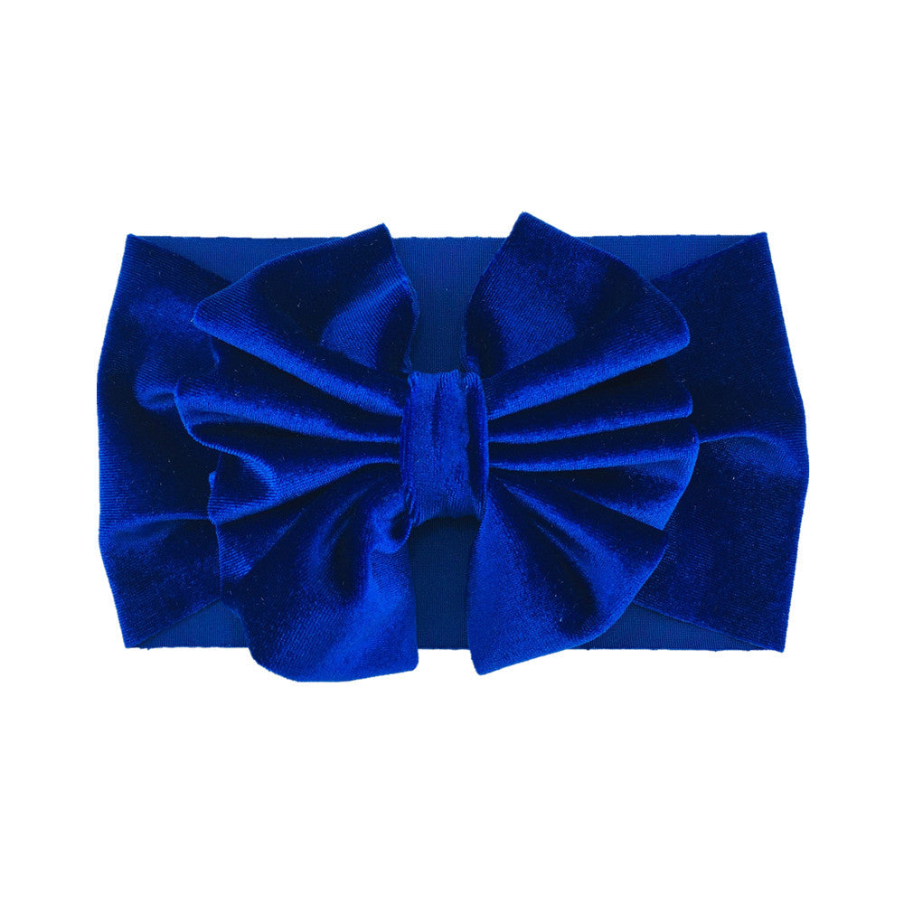 Oversized Blue Velvet Bow -0-3 Years