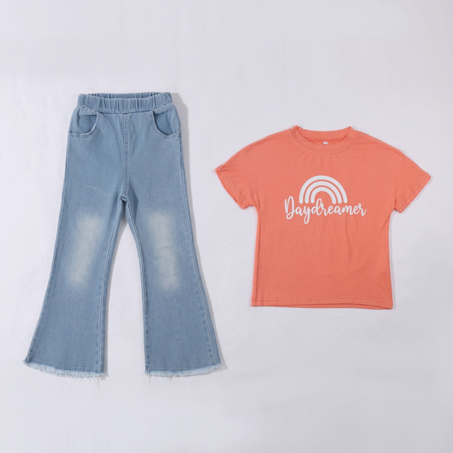 Girl's Rainbow "Daydreamer" T-shirt & Washed Jeans