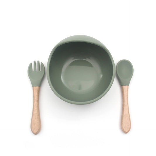 Sage Green Tableware 3pc Set - includes bowl, fork & spoon