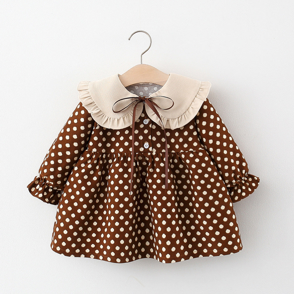 Baby Girl Vintage Brown Polka Dot Dress