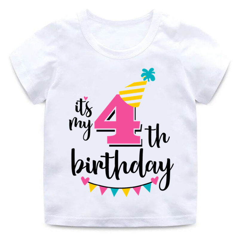 "It's My 4th Birthday" Short Sleeve White T-Shirt