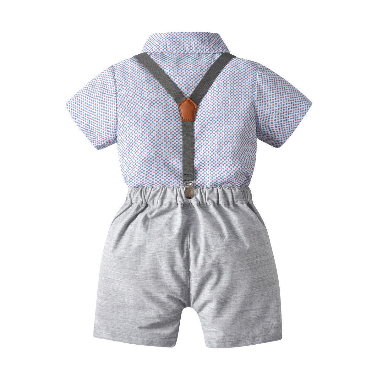 Boy's Polka Dot Bow Tie with Shirt & Suspenders Shorts