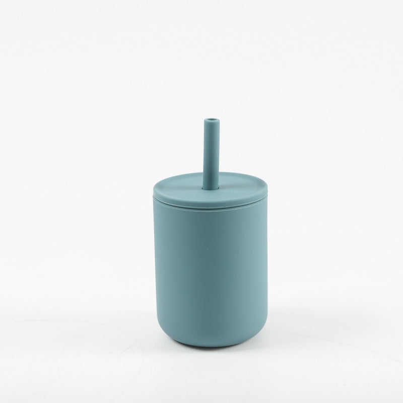 Food Grade Blue Silicone Straw Cup