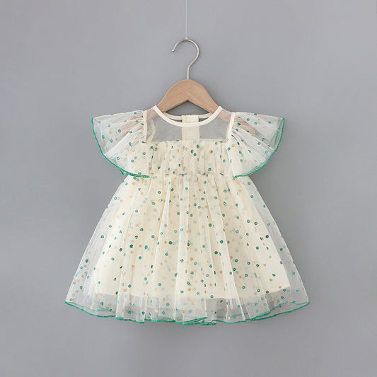 Ivory & Green Party Dress