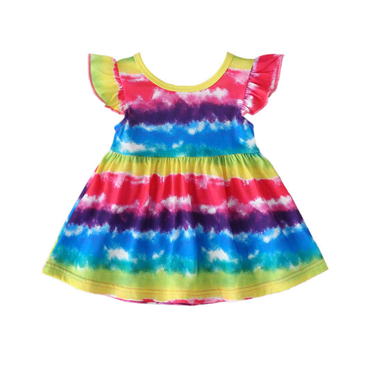 Girl's Summer Tie-dye Rainbow Dress
